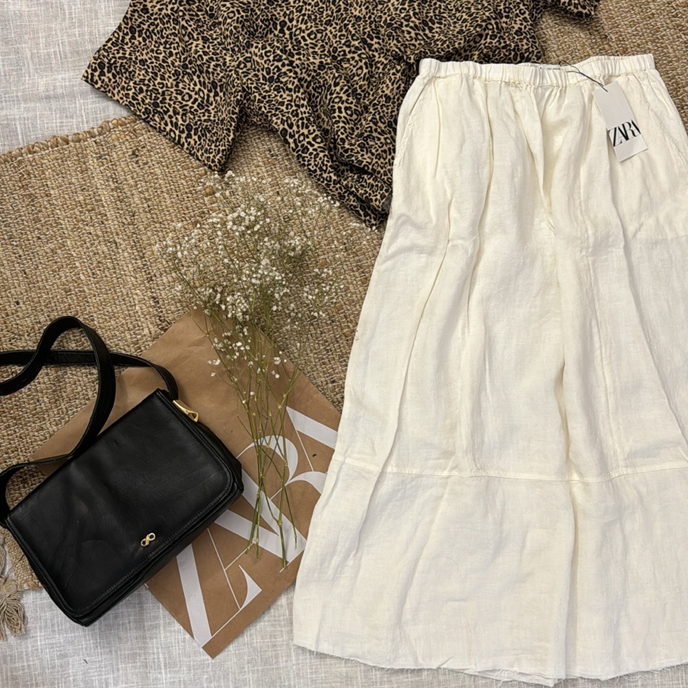 ZARA 100% LINEN MIDI SKIRT ZW COLLECTION - Picture 9 of 12